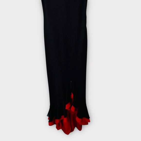 Vintage 90s Betsy & Adam Black and Red Flamenco Ruffle Dress Gown Prom Size 14 - Picture 4 of 10